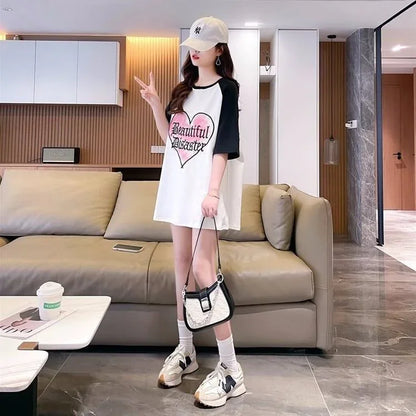 好感度UP可愛いハート プリントTシャツ &アルファベットロング ＜U-2833＞
