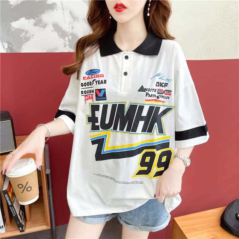 着心地抜群 切り替え 女性力を高める プリント Tシャツ カットソー＜U-3524＞