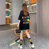 レインボースマイリーファッションオールマッチルーズ半袖Tシャツ<U-2860>
