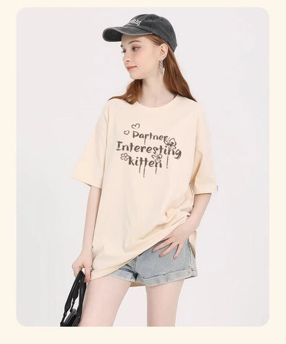 おすすめ 感満々 柔らかくて優しい印象 タイルアップ プリント 4色選択 半袖Tシャツ＜U-9317＞