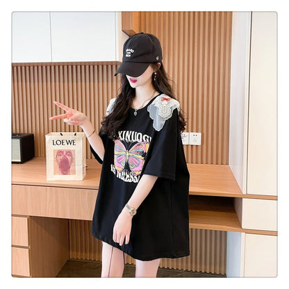 話題沸騰中 プリント ロゴ ゆったり 3色半袖Tシャツ＜U-8316＞