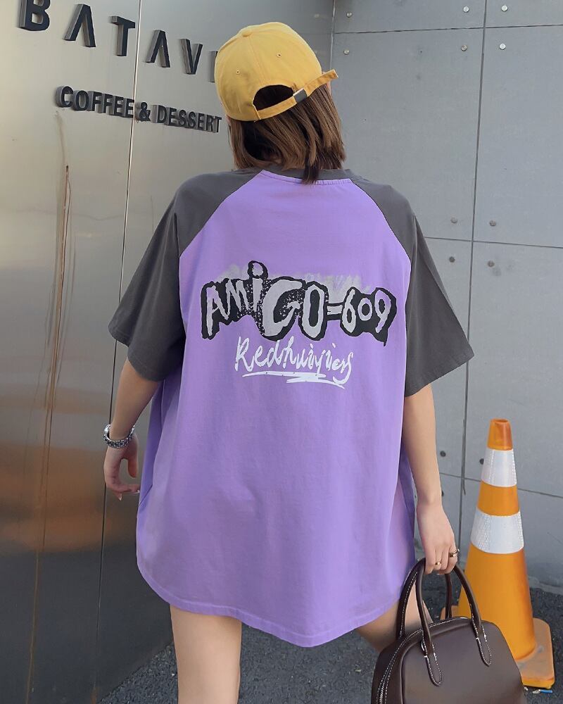 おすすめ アルファベット 個性派 プリントTシャツ ゆったり半袖＜U-8114＞