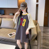 絶対欲しい カラーマッチング 数字刺? ロング Tシャツ ゆったり 半袖 ＜U-2896＞