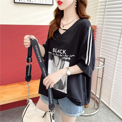 デザイン感 プリント チャーミング Tシャツ カットソー＜U-3476＞