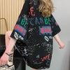 スタイリッシュ 切り替え 一目惚れ プリント Tシャツ カットソー＜U-3540＞