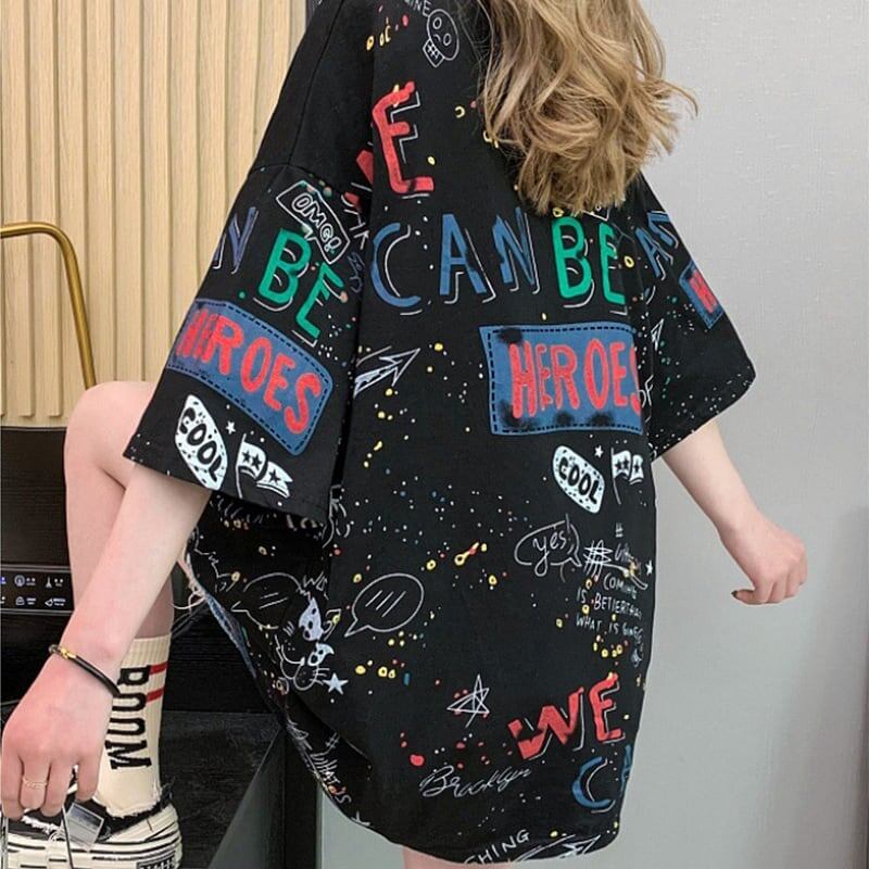 スタイリッシュ 切り替え 一目惚れ プリント Tシャツ カットソー＜U-3540＞
