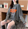 絶対流行 カジュアル アバンギャルド レイヤード風 プリント全3色 Tシャツ＜U-9587＞