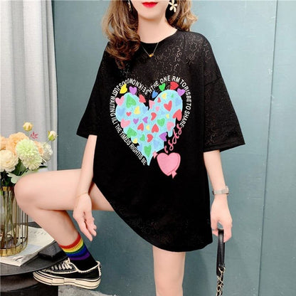 スタイリッシュ 切り替え 一目惚れ プリント Tシャツ カットソー＜U-3579＞