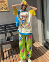 話題沸騰中 ゆったり カジュアル プリント カラーマッチング 半袖Tシャツ＜U-8067＞