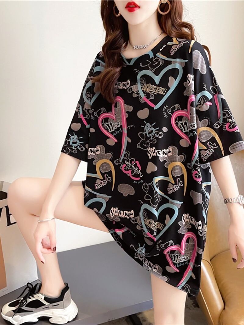 新商品 カジュアル 個性派 プリント ゆったり 半袖Tシャツ＜U-8534＞