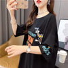 おすすめ アルファベット ラウンドネック プリントTシャツ ゆったり ワンピース＜U-3049＞