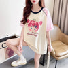 女子マスト ラグランTシャツ カラーマッチング ライトパープル アルファベットプリント半袖 ＜U-2974＞