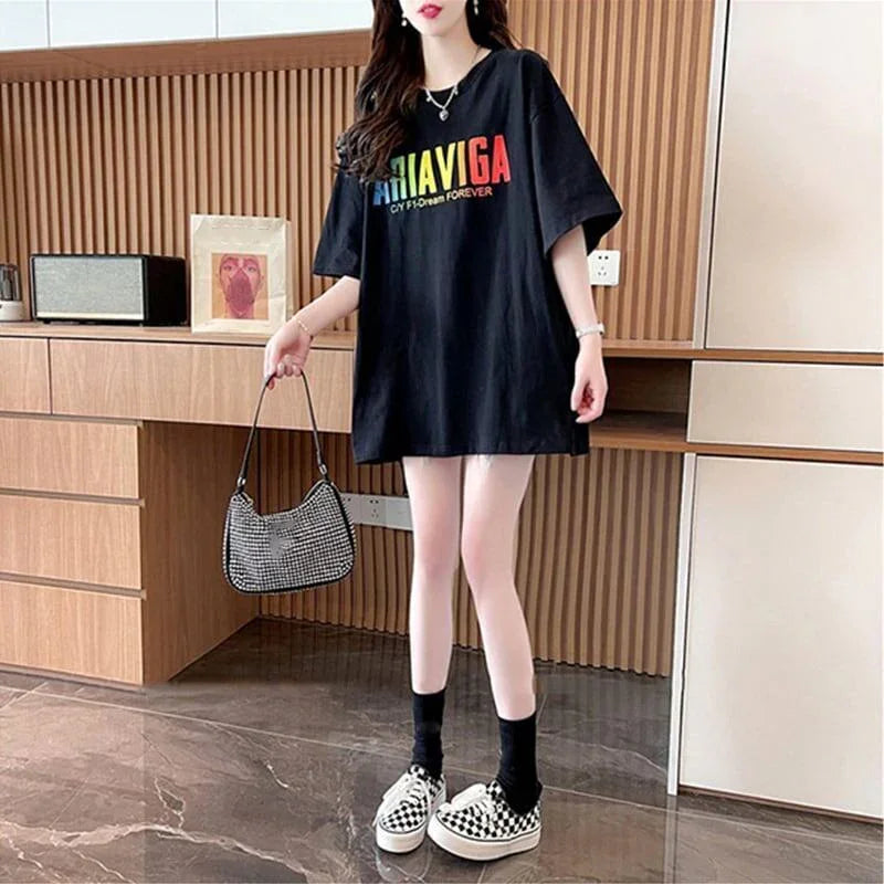 スタイリッシュ ラウンドネック 一目惚れ アルファベット Tシャツ カットソー＜U-2888＞