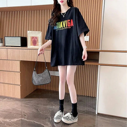 スタイリッシュ ラウンドネック 一目惚れ アルファベット Tシャツ カットソー＜U-2888＞