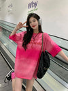 レイジースタイルドーパミングラデーションタイダイオールマッチ半袖Tシャツ<U-2895>