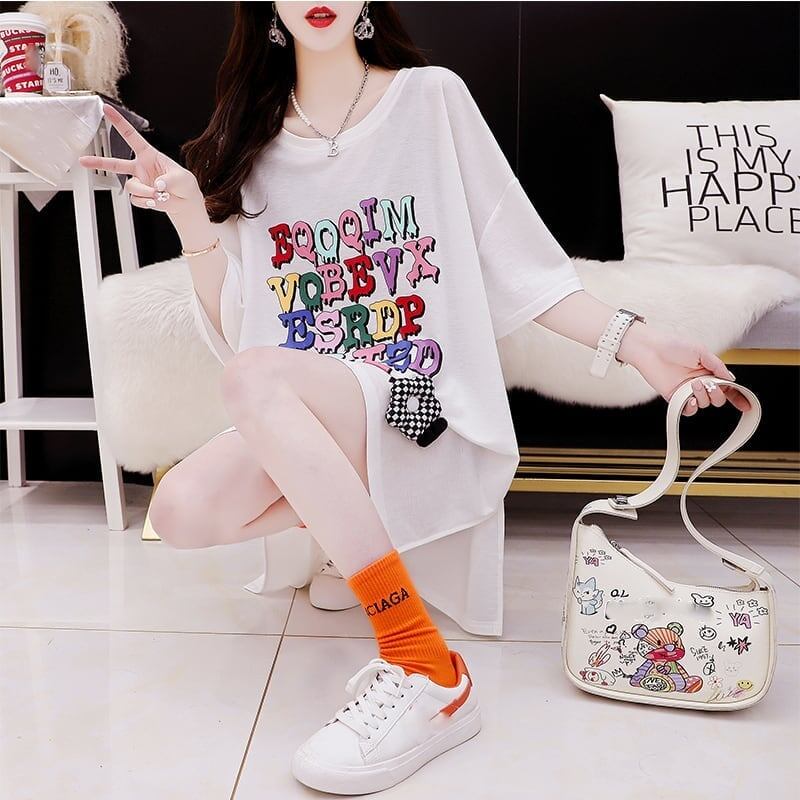 カジュアル 切り替え オシャレ度満点 プリント Tシャツ カットソー＜U-3515＞