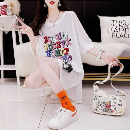 カジュアル 切り替え オシャレ度満点 プリント Tシャツ カットソー＜U-3515＞