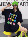売り切れ必至 プリント三色 個性派 ゆったり 半袖Tシャツ ＜U-8462＞