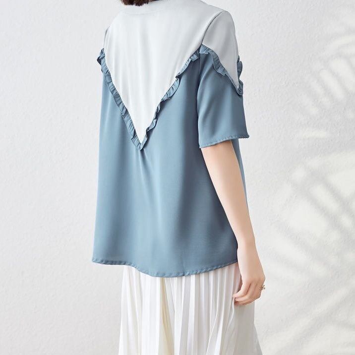 【半額！期間限定！！】 ファッション 定番シンプル 上質 シフォン 半袖<U-6595>