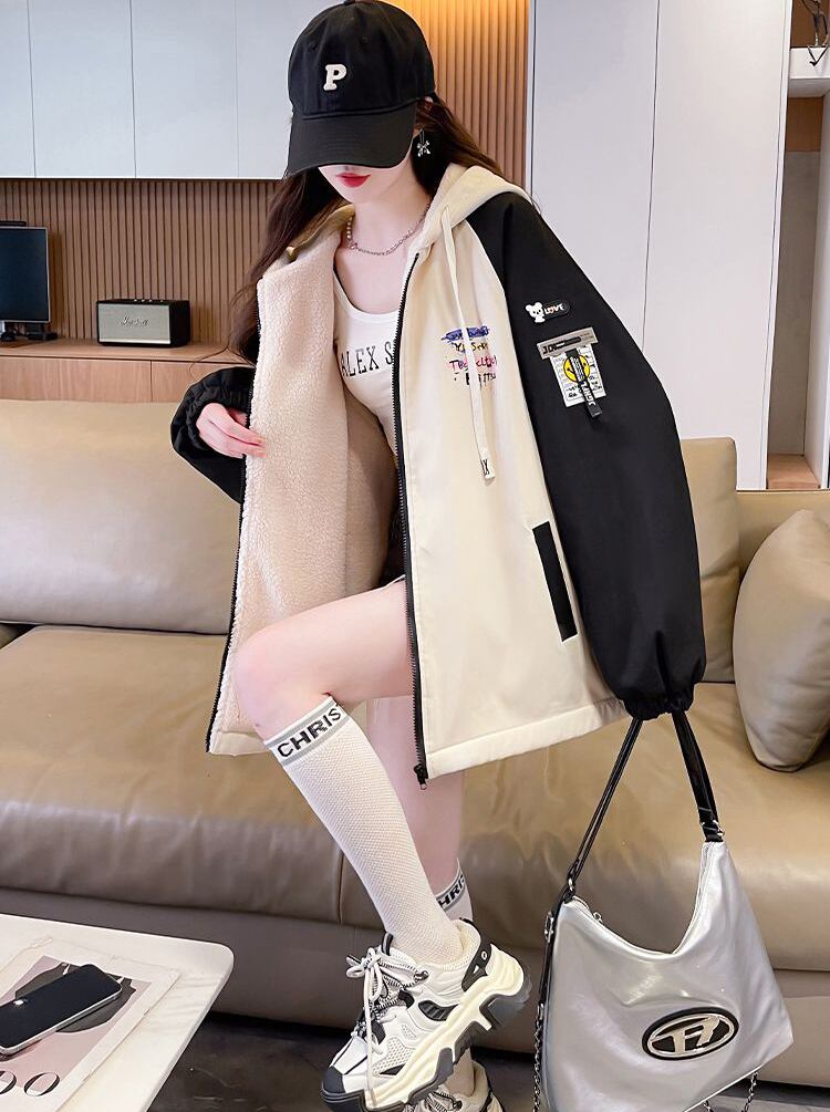絶対欲しい スタイルアップ 定番シンプル 切り替え 2色選択 パーカー トップス＜U-9702＞