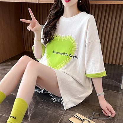 オシャレ度満点 ラウンドネック 美感いっぱい プリント Tシャツ カットソー＜U-2911＞