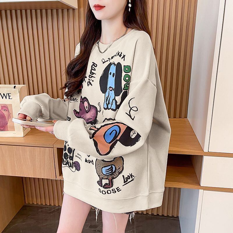 ベストセラーアイテム！個性的なデザイン プリント カジュアル 2色選択 ベルベットと厚み パーカー<U-9755>