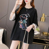 合わせやすい アルファベット ラウンドネック プリントTシャツ ゆったり ワンピース＜U-3992＞