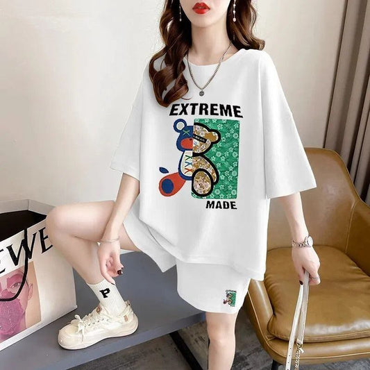 真夏も快適 全4色 軽くて涼しくて可愛い！カジュアル 半袖 Tシャツ ショートパンツ セットアップ ＜U-9204＞