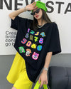 売り切れ必至 プリント三色 個性派 ゆったり 半袖Tシャツ ＜U-8462＞