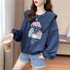 絶対欲しい グラフィックプリント セーラ服の襟 三色 長袖Tシャツトップス<U-4036>