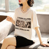 話題沸騰中 ファッション 着回し力抜群 プリント 2色選択 半袖Tシャツ＜U-8621＞