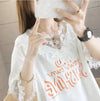エレガントなレースステッチ半袖Tシャツ<U-3030>