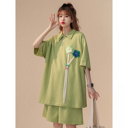 期間限定 ゆったり感アップ ファッション Tシャツ＋ショートパンツ セットアップ＜U-8679＞