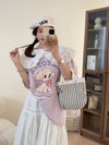 スウィート ワンちゃんロゴ 韓国系 ゆったりTシャツ半袖<U-4882>