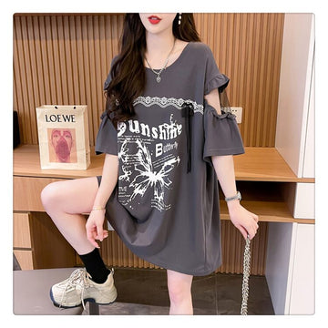 話題沸騰中 切り替え スウィートプリント 全2色 半袖Tシャツ ＜U-8652＞