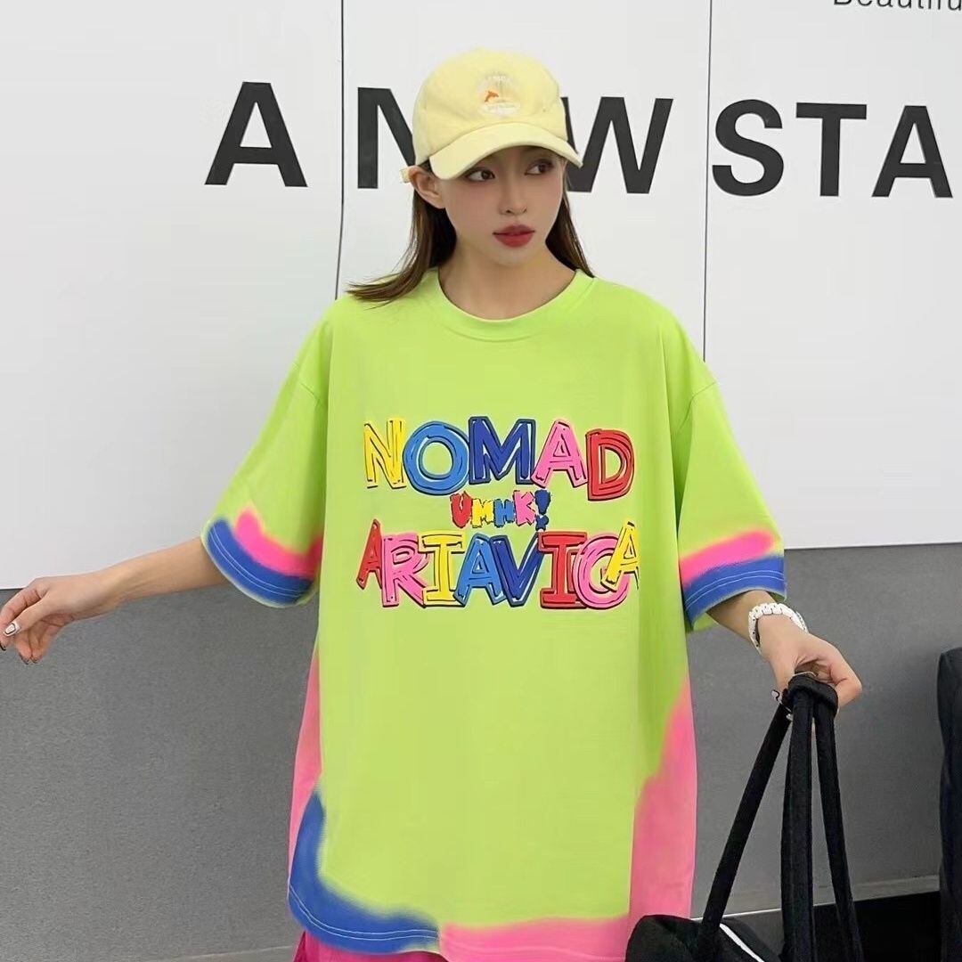 個性的なデザイン アバンギャルド 好感度満載 プリント 半袖Tシャツ カットソー＜U-8237＞