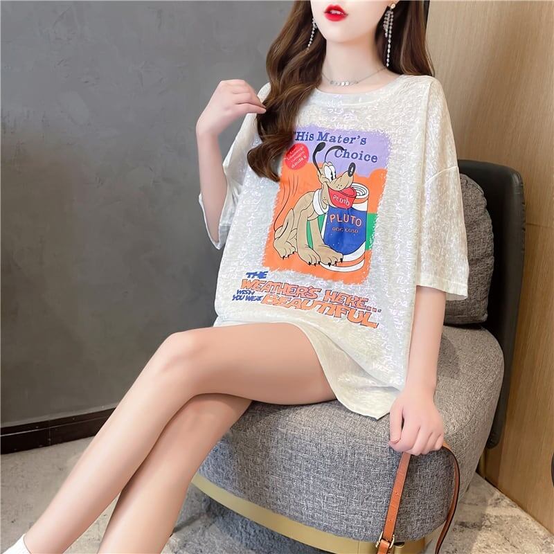 好感度満載 切り替え 美感いっぱい プリント Tシャツ カットソー＜U-3548＞