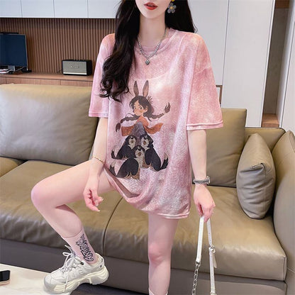 着回し力抜群 絞り染め アバンギャルド プリント 3色選択 半袖Tシャツ＜U-8575＞