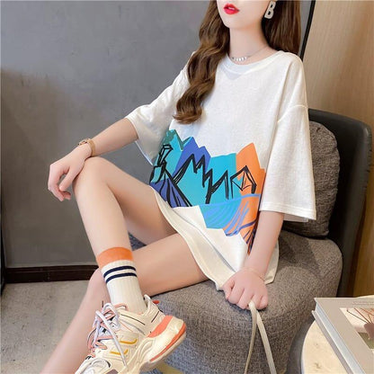 個性的なデザイン ラウンドネック 一目惚れ プリント Tシャツ カットソー＜U-3009＞