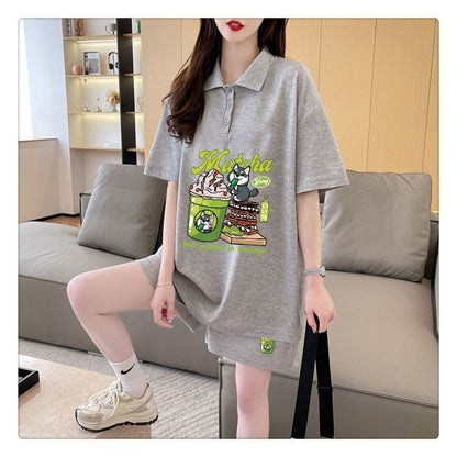 超人気 プリント カジュアル 半袖Ｔシャツⅹパンツセット全3色 <U-8528>