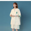 超人気  ルーズ アメリカンスタイルのカジュアルなクロップドジャケット<U-5164> 半袖Ｔシャツⅹパンツセット全2色 <U-8209>