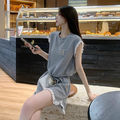 話題沸騰中 上質 おすすめ カジュアル 切り替え 半袖Ｔシャツ ショートパンツ セットアップ <U-11241>