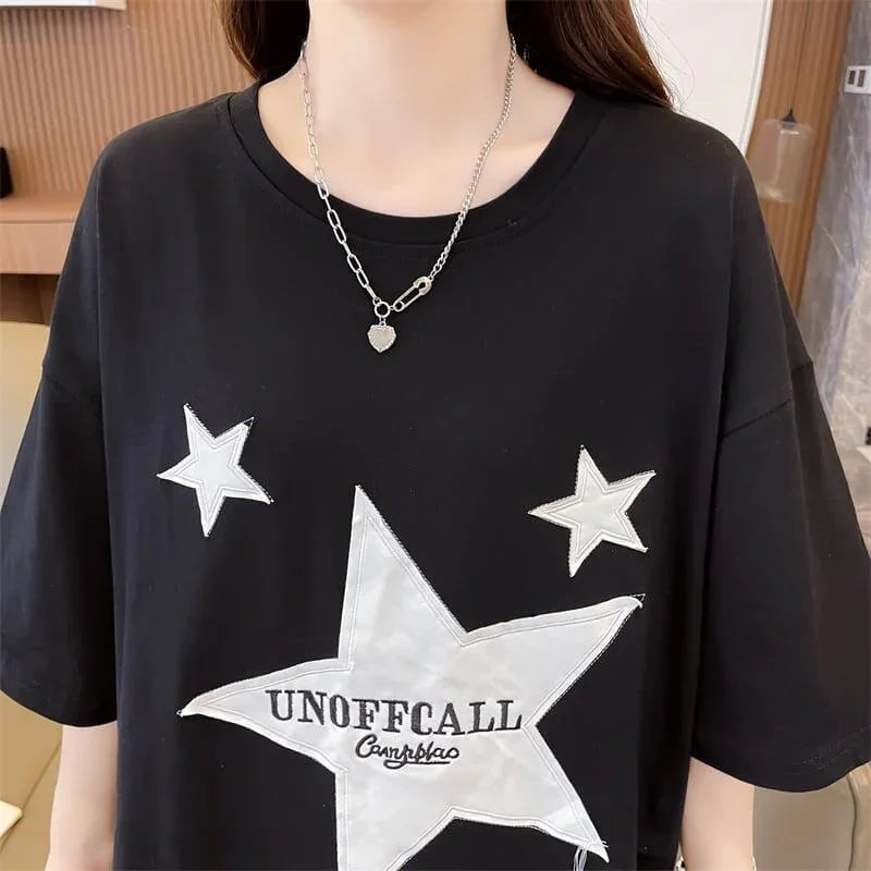 新作  おしゃれな星柄Tシャツ ゆったり半袖＜U-2825＞