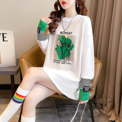 女性力を高める ラウンドネック 着心地抜群 プリント Tシャツ カットソー＜U-2865＞