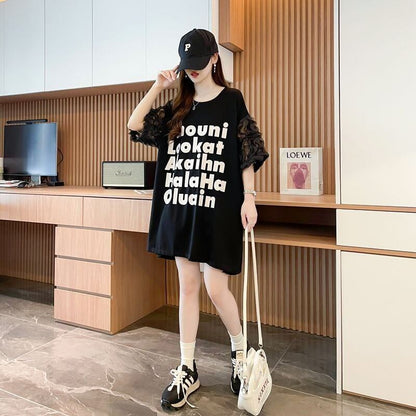 ファッション 切り替え 個性派 プリント 3色選択 半袖Tシャツ＜U-8548＞