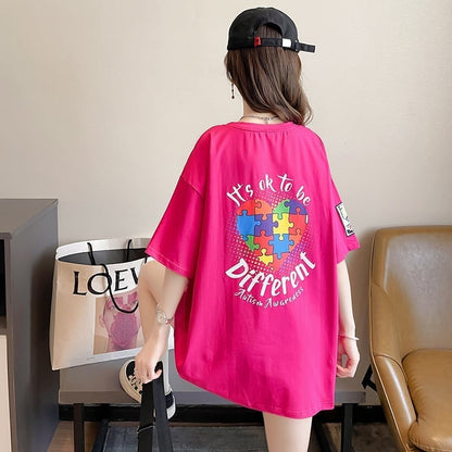 デザイン感 切り替え チャーミング プリント Tシャツ カットソー＜U-3409＞