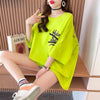 【人気商品再入荷！】   デザイン個性ゆったりミドル丈半袖Tシャツ<U-3036>