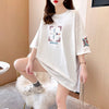 質感のいい 刺?Tシャツ ラウンドネック 白 黒 ゆったり半袖＜U-3013＞
