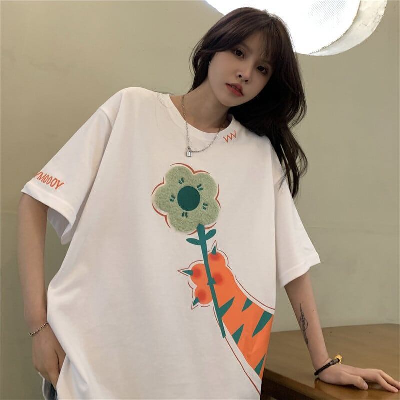 好感度満載 プリント 美感いっぱい Tシャツ カットソー＜U-3313＞