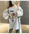 合わせやすいゆったり切り替えロゴ全3色トップス<U-4515>